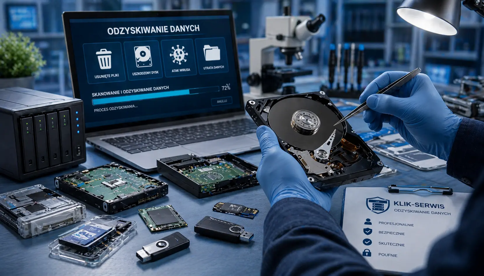 odzyskiwanie danych Kraków Skawina dyski HDD SSD pendrive